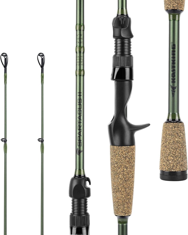 Kastking Spartacus II Fishing Rods - IM6 Graphite Blanks Casting & Spinning Rods, 2-Piece Rods with Extra Tip Section, PTS Power Transition System, KastFlex Technology, Rubber Cork Handle - Image 1